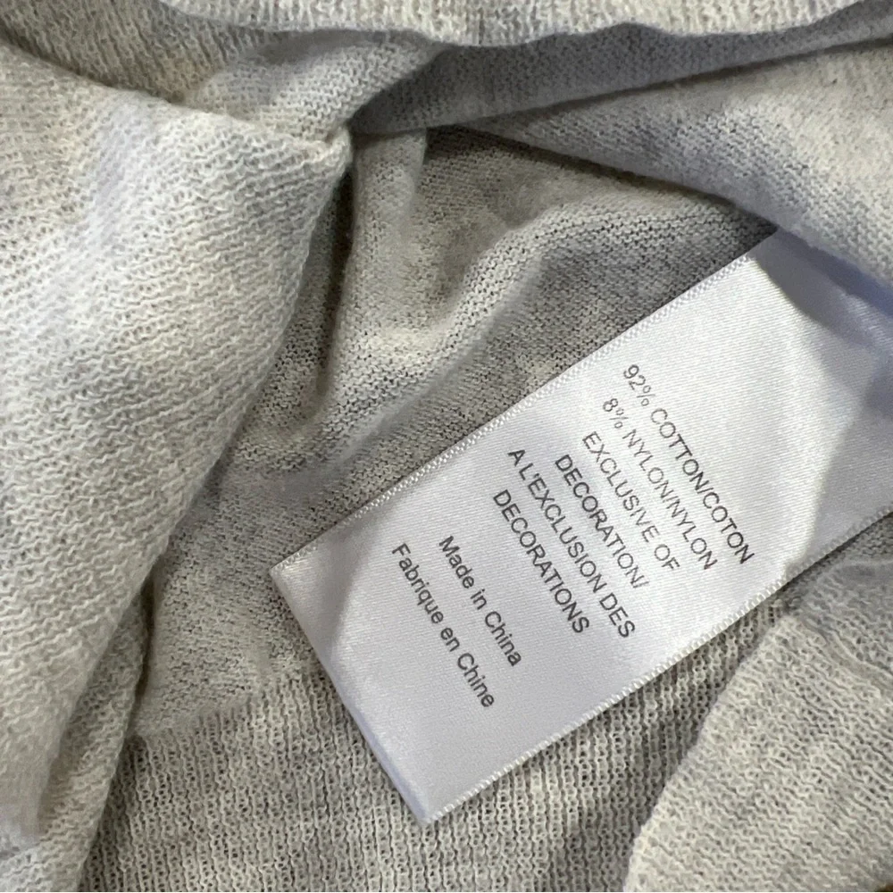 Tory Burch Lightweight Sweater Womens Medium Ruffled Front Cotton Gray Preppy